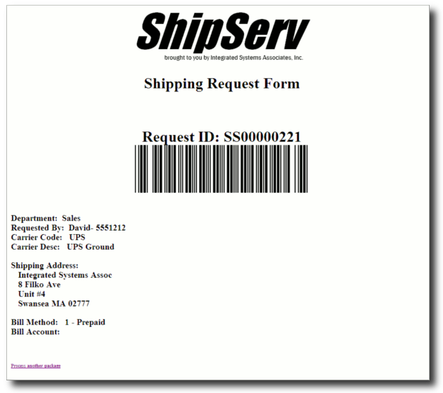 ShipServ Request Form